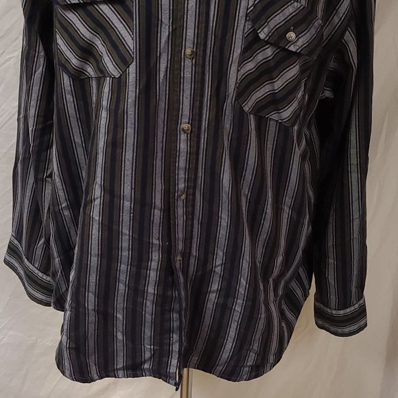 Northwest Territory Mens XL Blue Green Grey Striped Long Sleeve Button Shirt - Picture 5 of 12